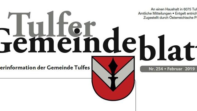 Aktuelle Ausgabe des Tulfer Gemeindeblattes